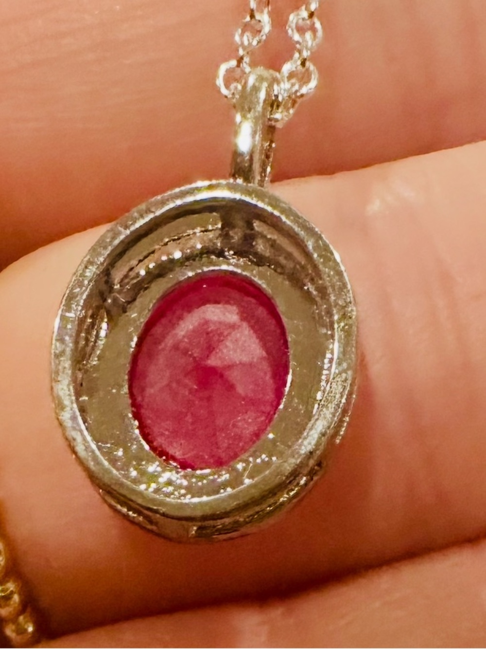 New XL Natural Ruby Necklace pendant white gold on 925 sterling silver over 3 ct - Picture 7 of 9